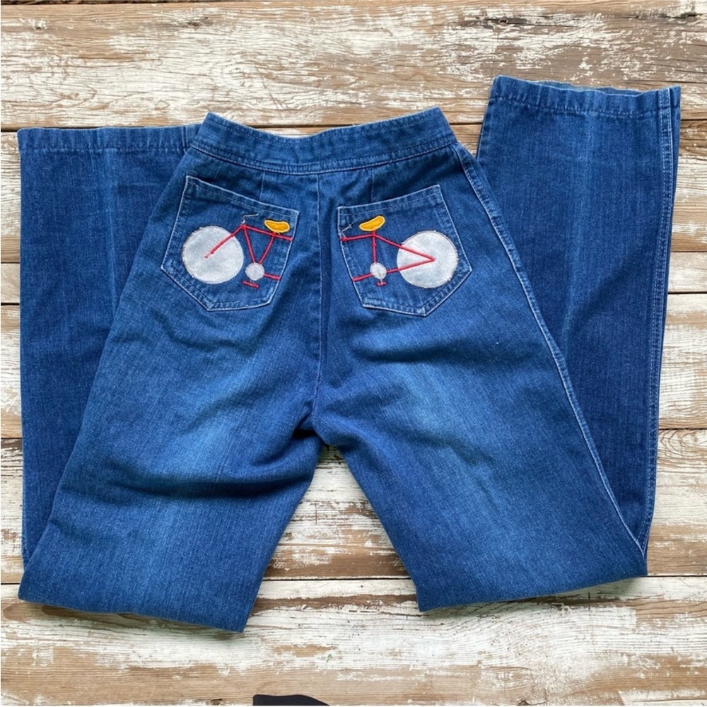 Vintage 70s Jeans, Bicycle Pockets 23”